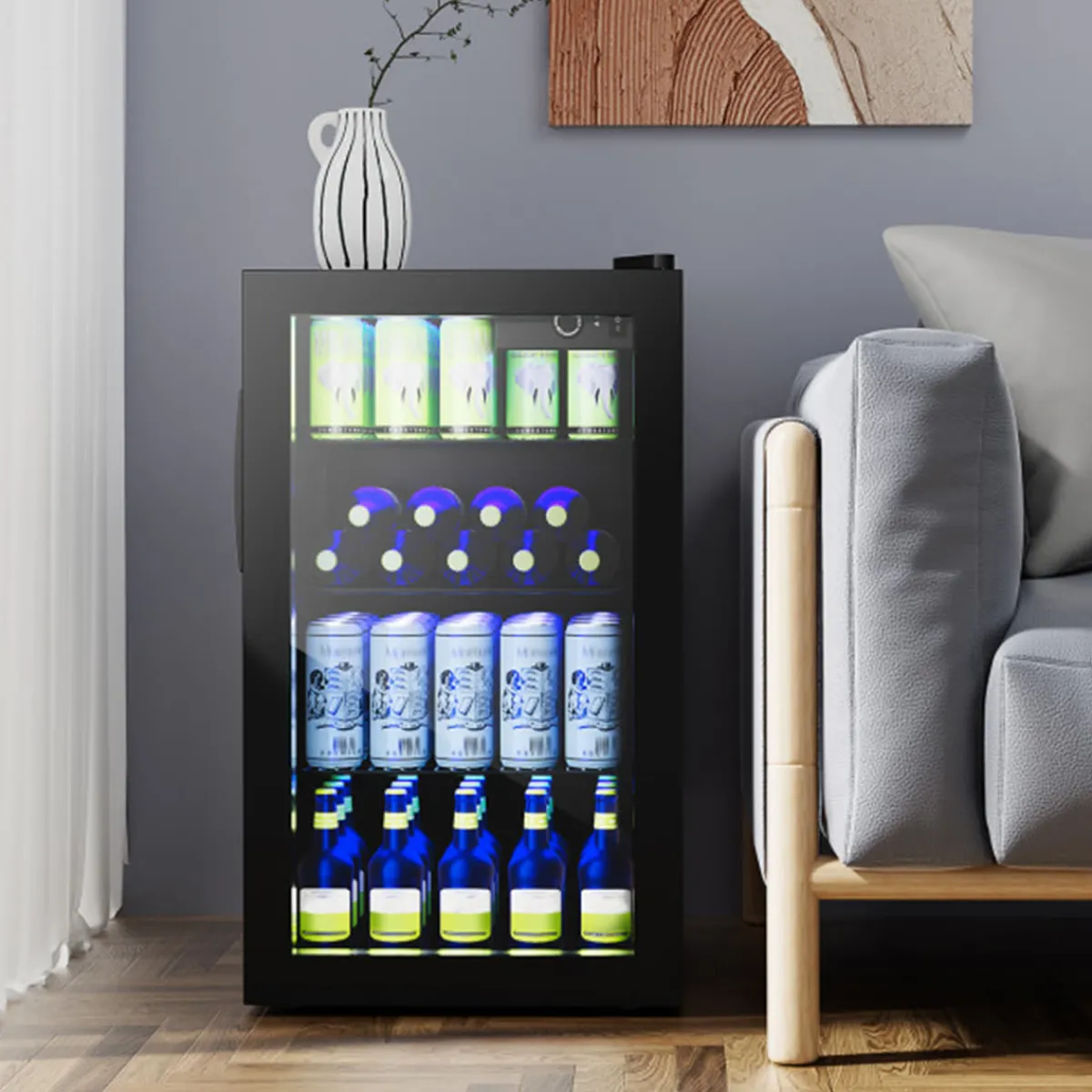 Sharper Image 120 Can Beverage Refrigerator with Glass Door