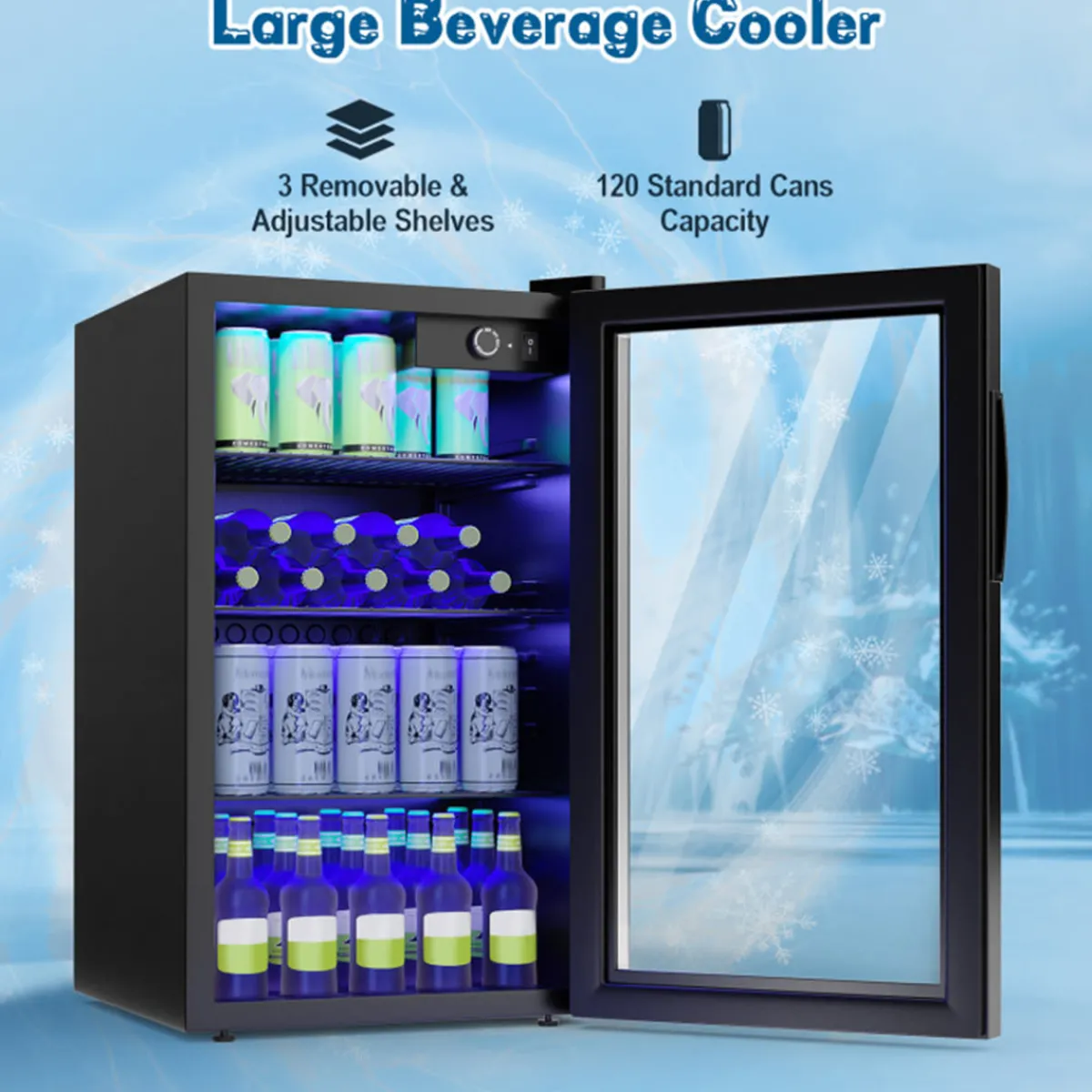 Sharper Image 120 Can Beverage Refrigerator with Glass Door