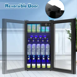 Sharper Image 120 Can Beverage Refrigerator with Glass Door