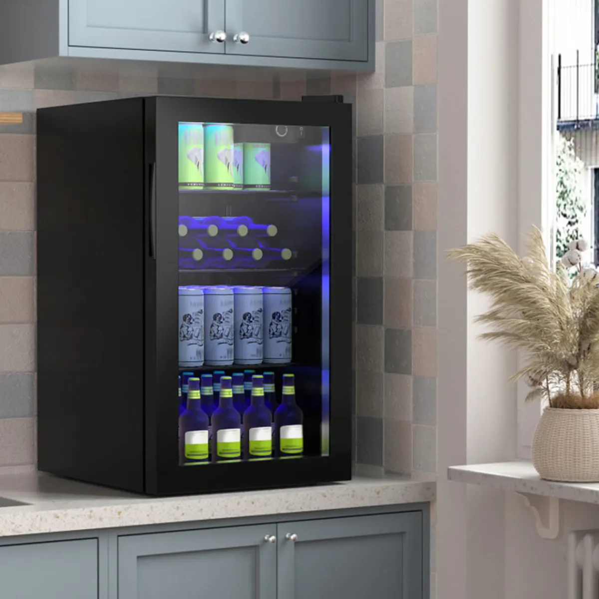 Sharper Image 120 Can Beverage Refrigerator with Glass Door