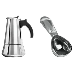 Escali Corp dba Kitchen Supply 500 mL Stainless Steel Espresso Maker and Spoon Set
