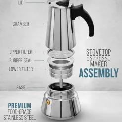 Escali Corp dba Kitchen Supply 500 mL Stainless Steel Espresso Maker and Spoon Set
