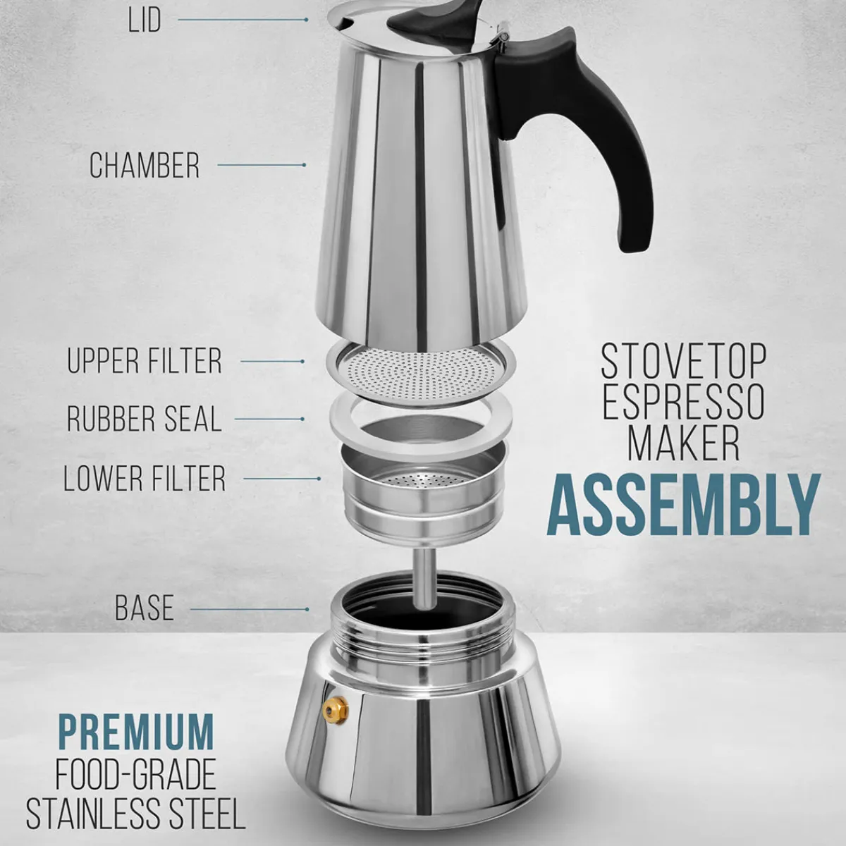 Escali Corp dba Kitchen Supply 500 mL Stainless Steel Espresso Maker and Spoon Set