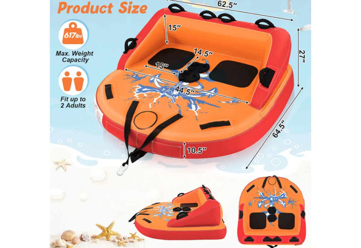 GoPlus (Costway) 2 Person Water Sport Inflatable Towable Tubes for Boating