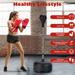 Teleshop Inc. Adjustable Freestanding Punching Bag with Boxing Gloves