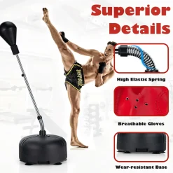 Teleshop Inc. Adjustable Freestanding Punching Bag with Boxing Gloves