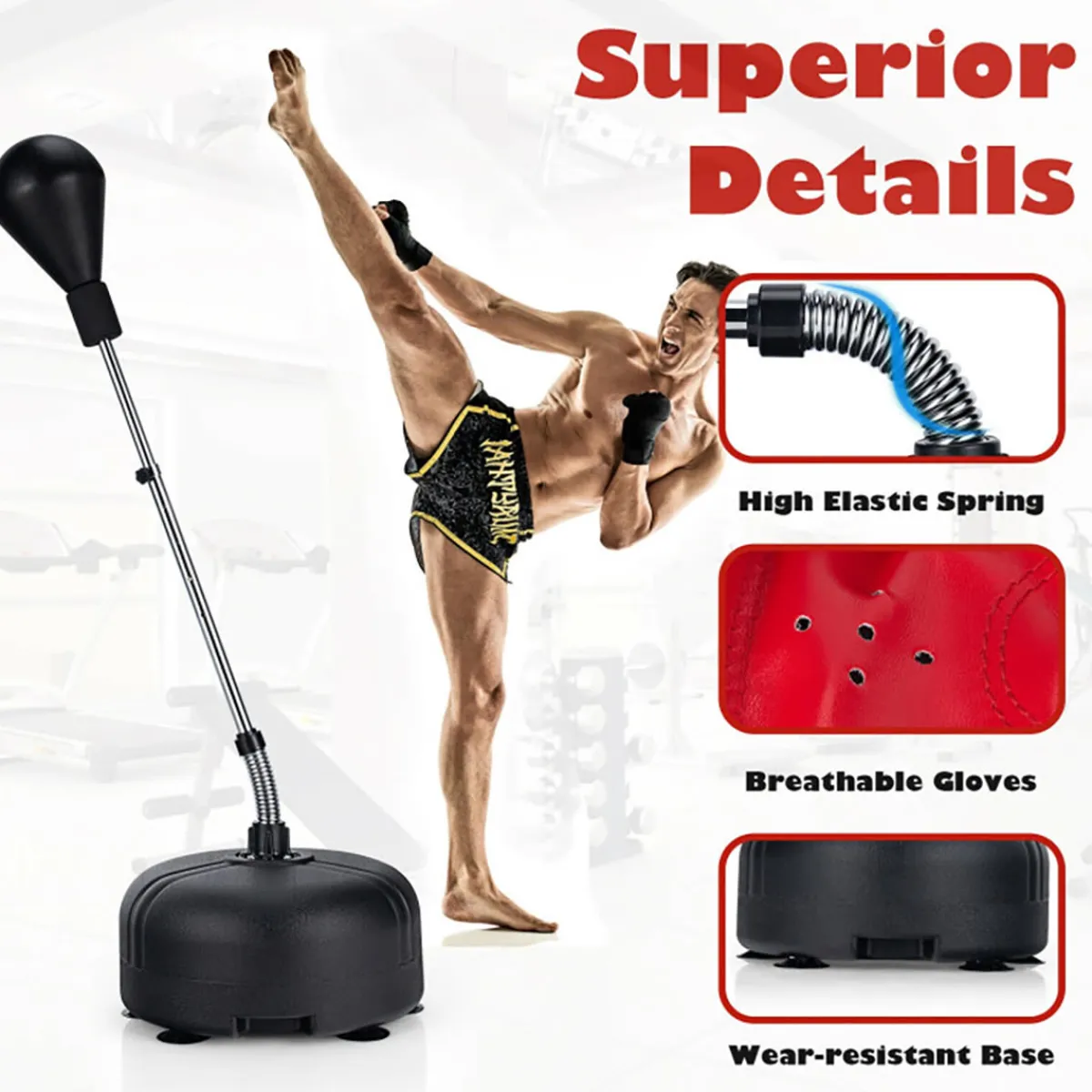 Teleshop Inc. Adjustable Freestanding Punching Bag with Boxing Gloves