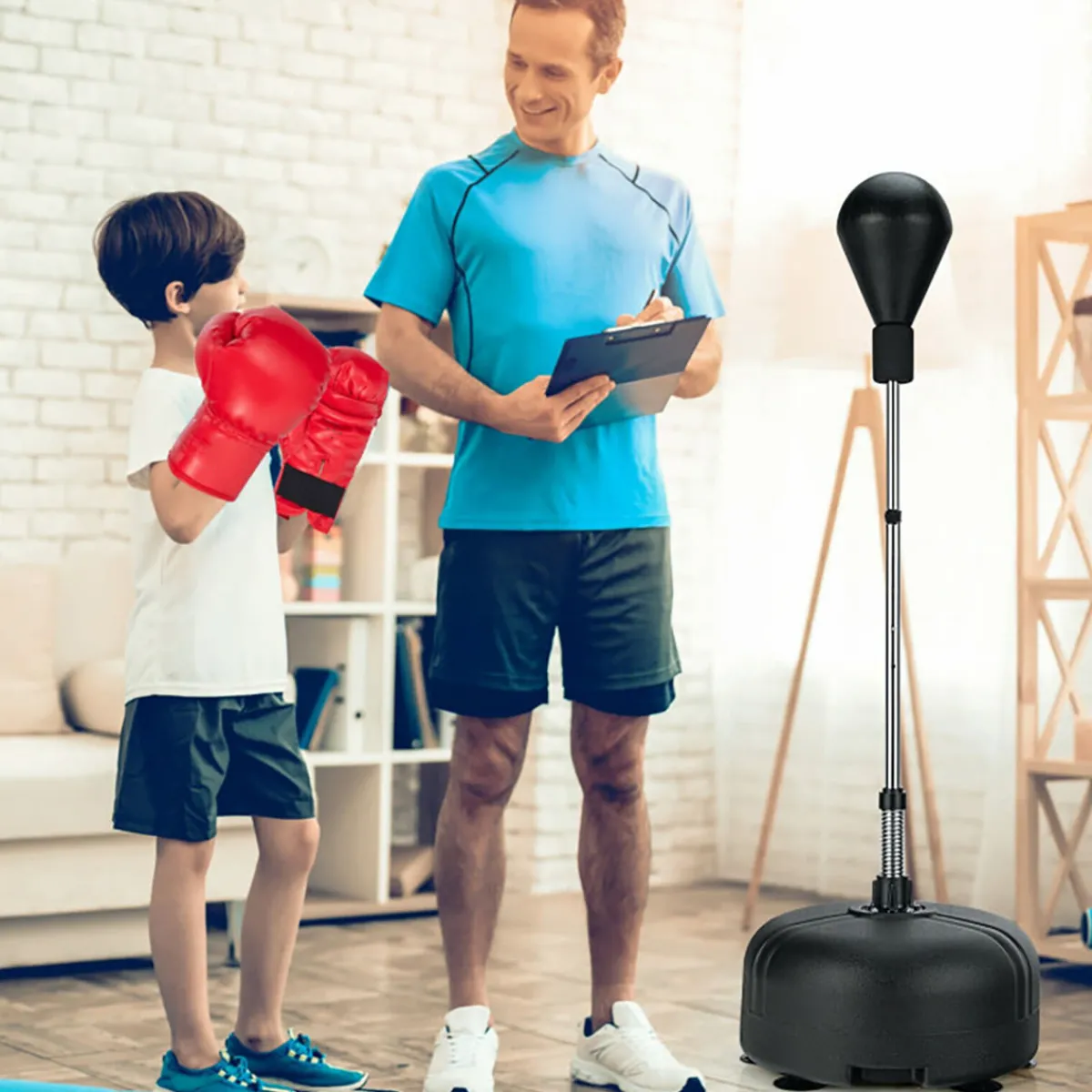 Teleshop Inc. Adjustable Freestanding Punching Bag with Boxing Gloves