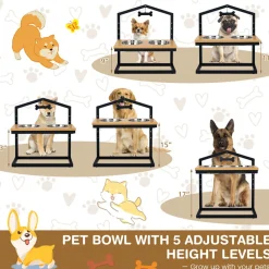 The Green Pet Shop (Cool Care Technologies) Adjustable Raised Pet Feeder with Stainless Steel Bowls