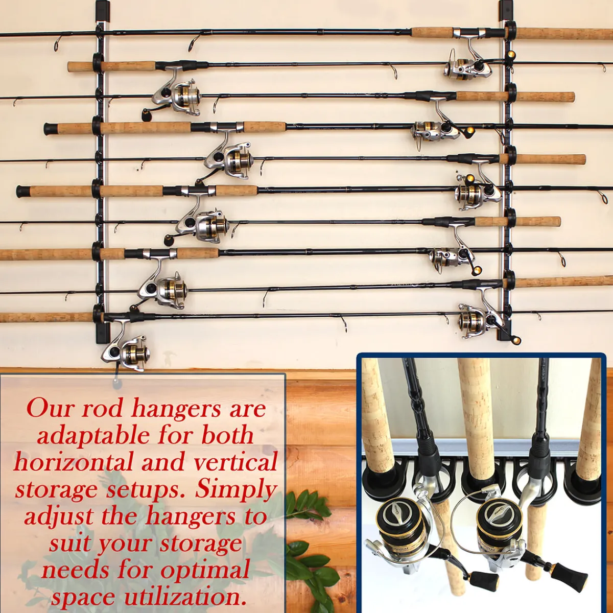 ReelSonar Inc All Weather Aluminum 10 Fishing Rod Wall or Ceiling Rack