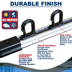ReelSonar Inc All Weather Aluminum 10 Fishing Rod Wall or Ceiling Rack