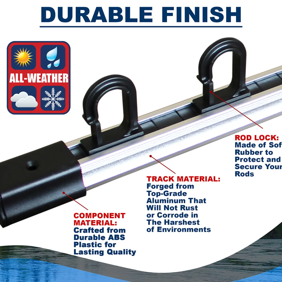 ReelSonar Inc All Weather Aluminum 10 Fishing Rod Wall or Ceiling Rack