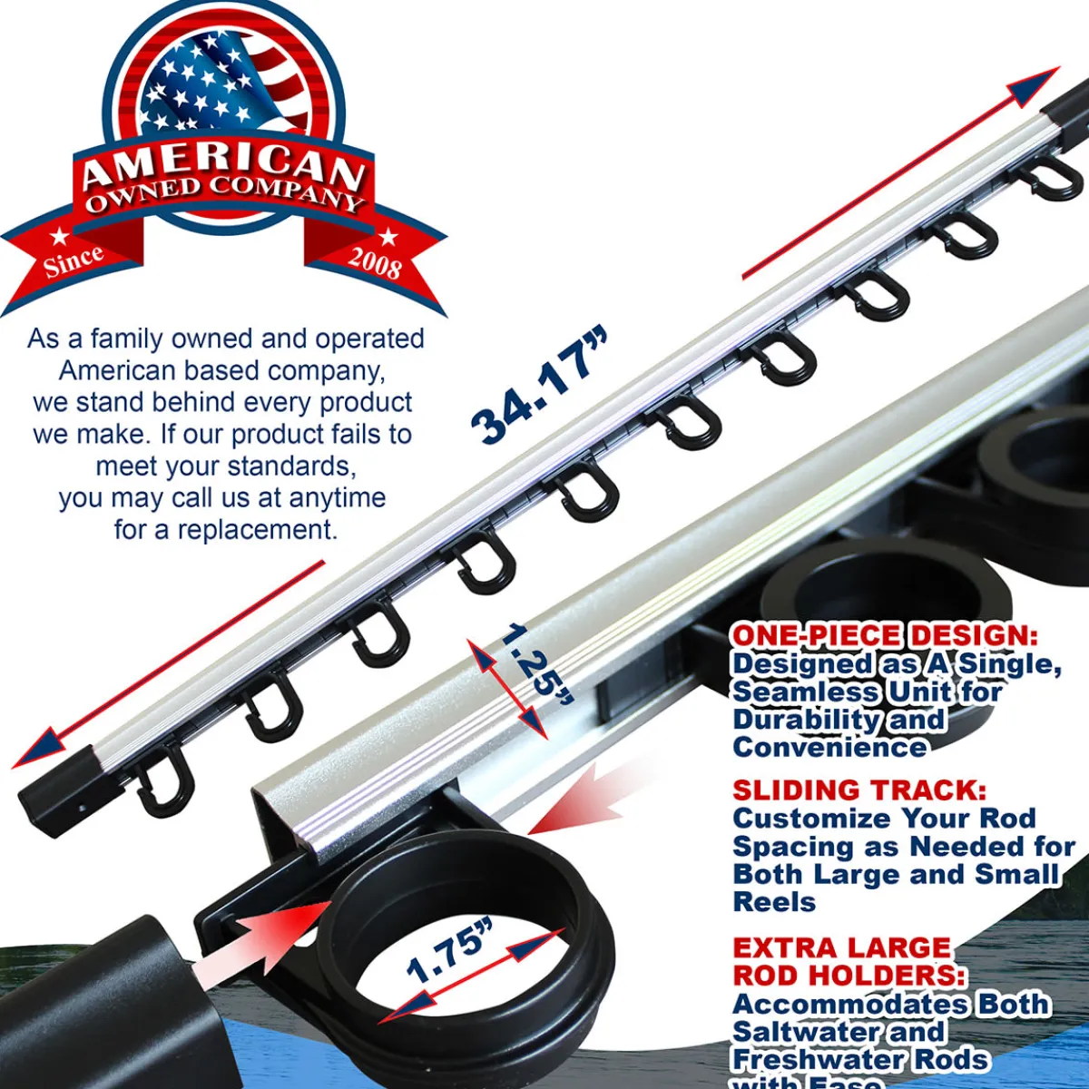 ReelSonar Inc All Weather Aluminum 10 Fishing Rod Wall or Ceiling Rack