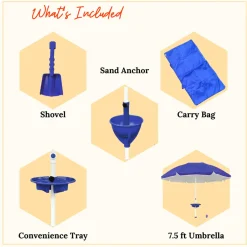 Laze Inc. All-in-One Anchor Table Beach Umbrella