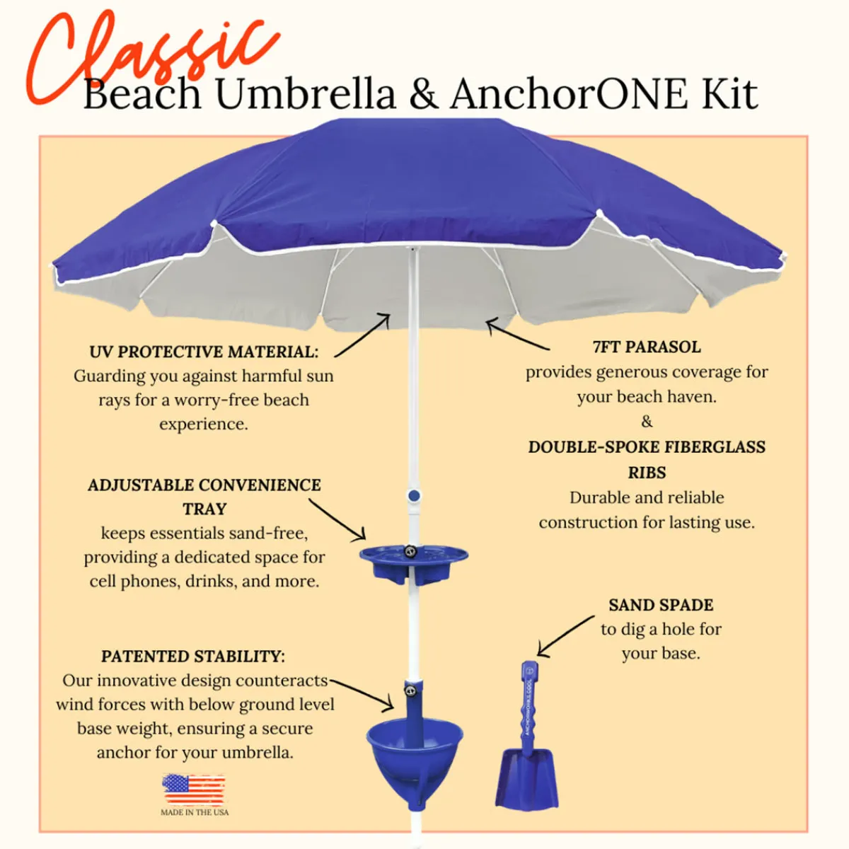 Laze Inc. All-in-One Anchor Table Beach Umbrella