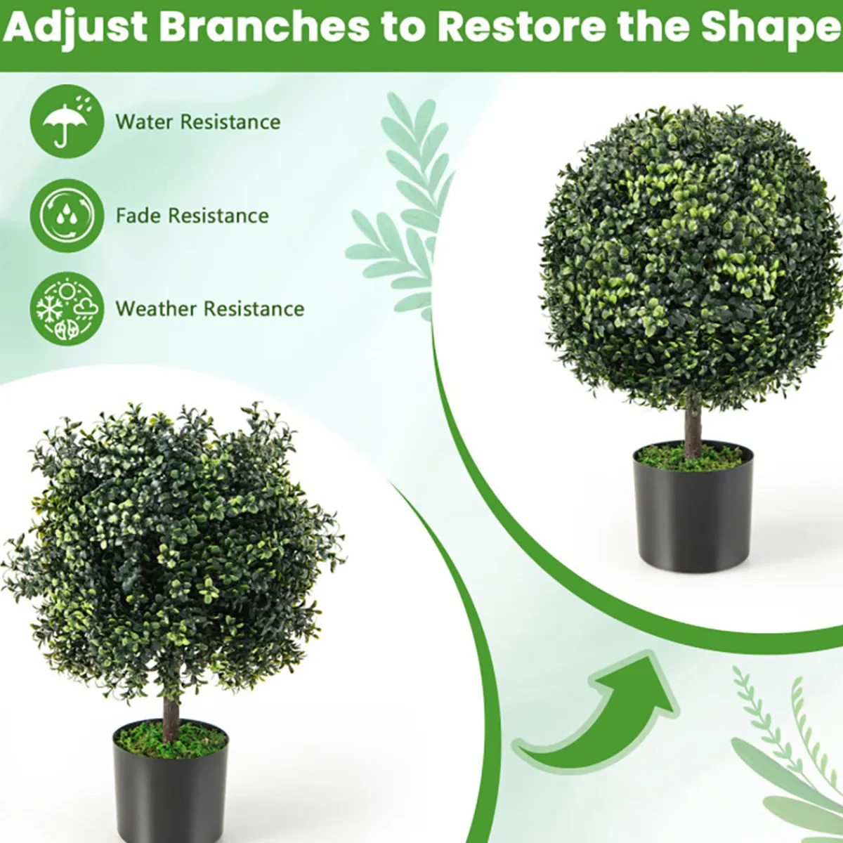 GoPlus (Costway) Artificial Ball Trees with Natural Look (Set of 2)