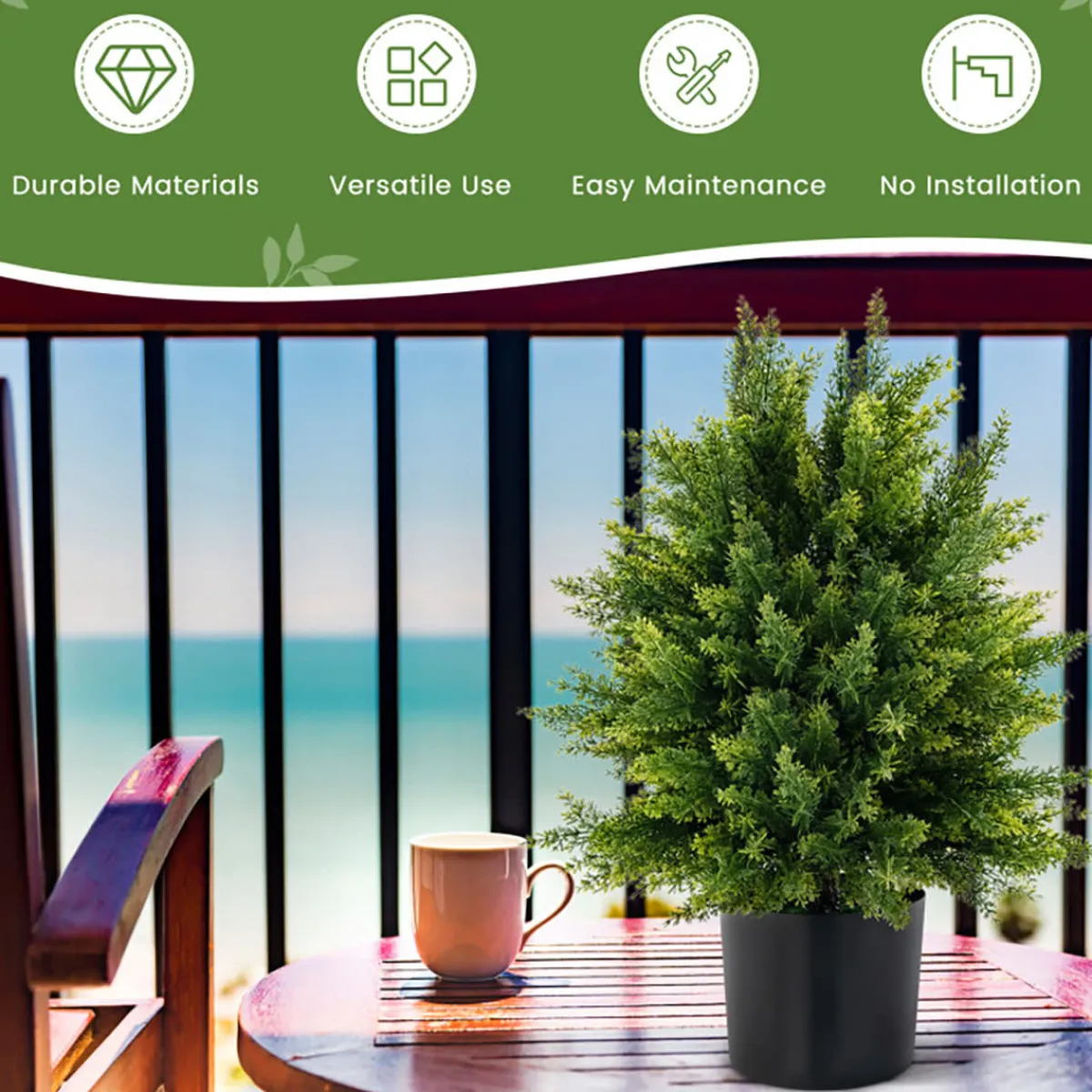 GoPlus (Costway) Artificial Cedar Topiary Ball Trees (Set of 2)