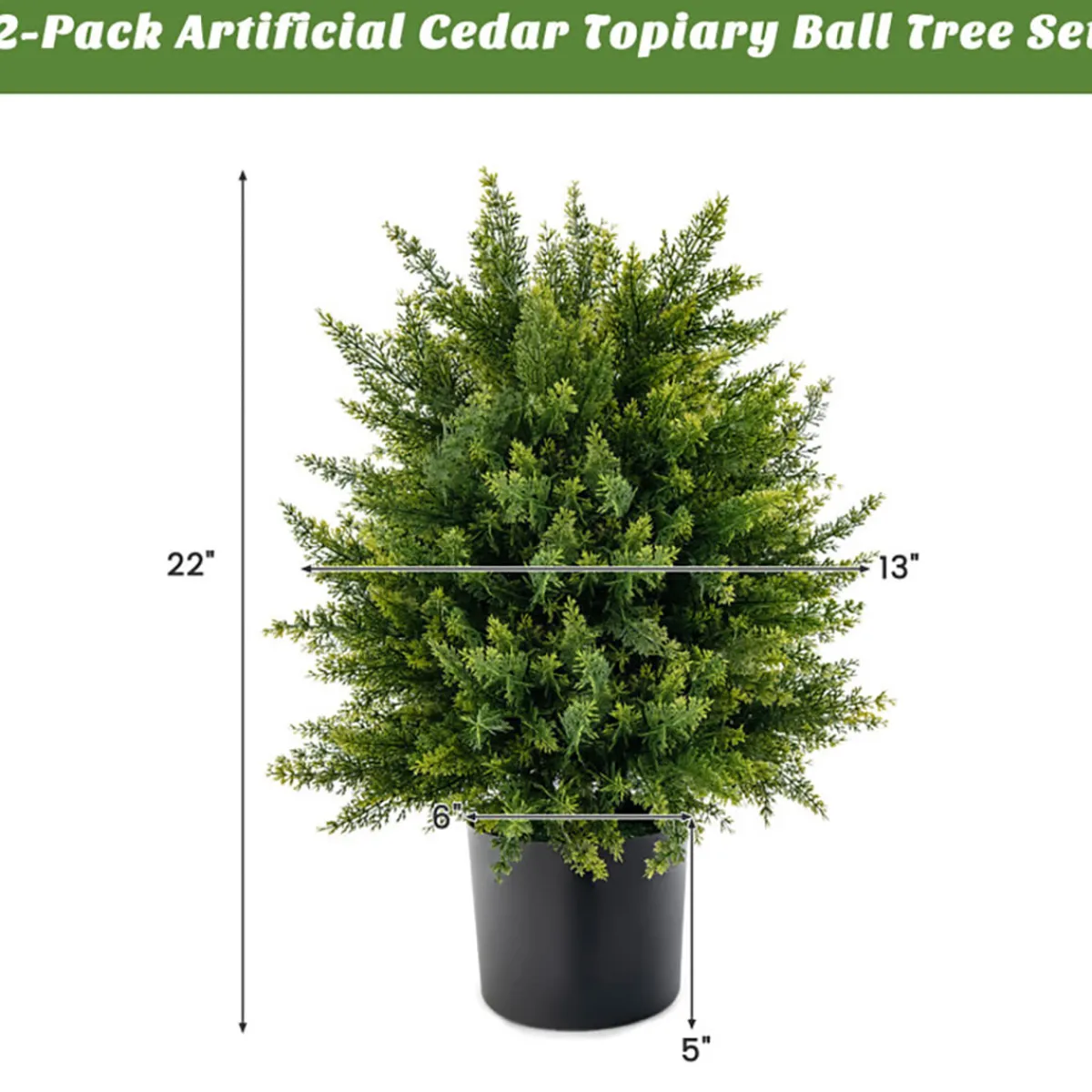GoPlus (Costway) Artificial Cedar Topiary Ball Trees (Set of 2)