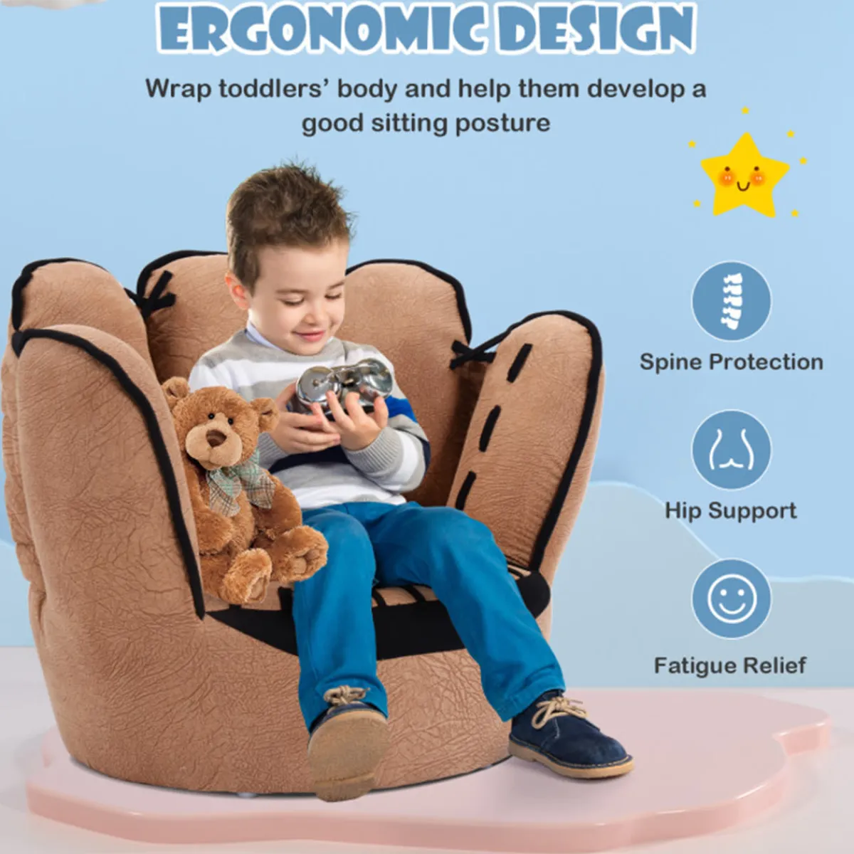 Kids Comfort Research LLC Baseball Glove Shaped Kids Upholstered Sofa