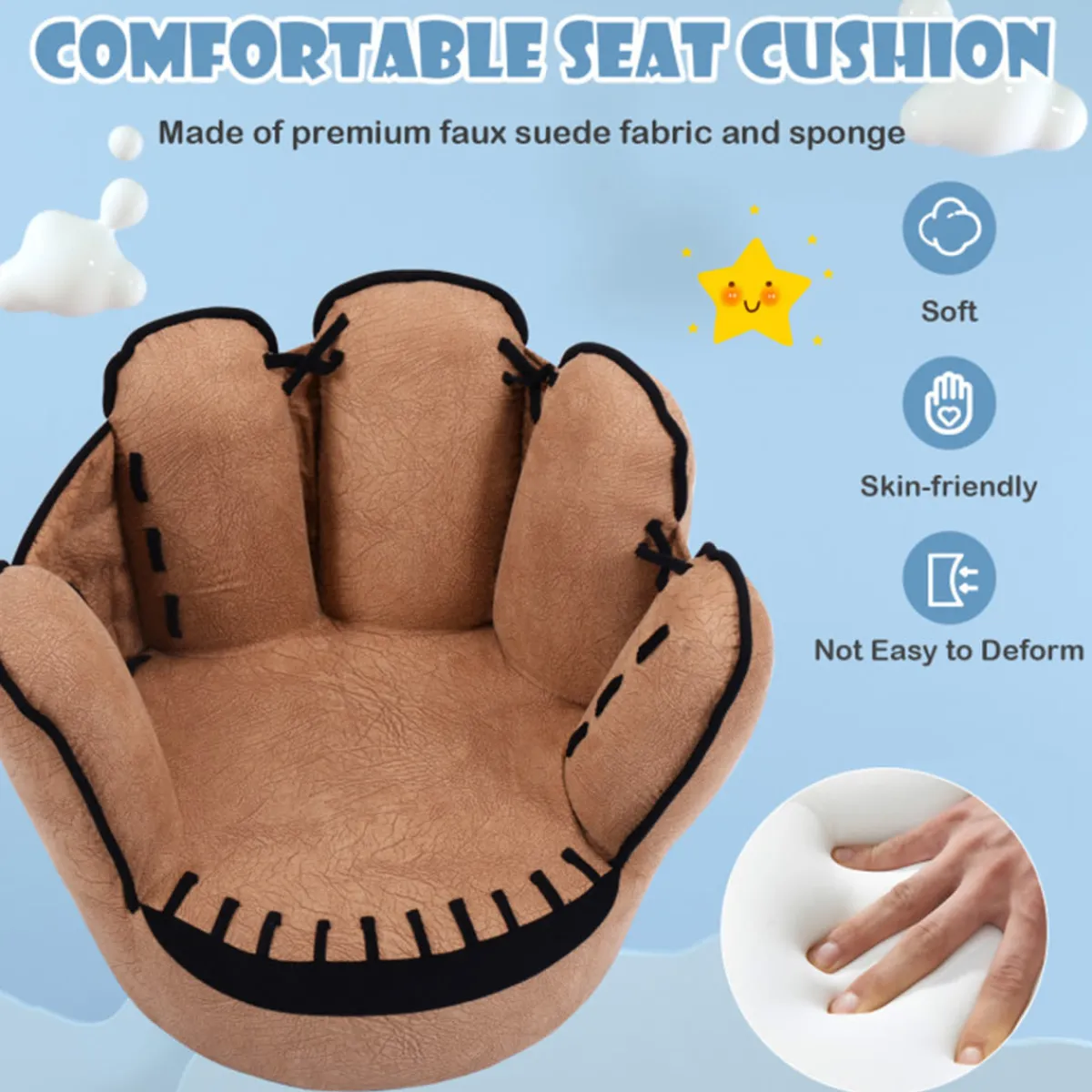 Kids Comfort Research LLC Baseball Glove Shaped Kids Upholstered Sofa