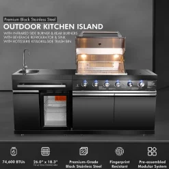 Grill Daddy Brush Co. Black Stainless Steel Outdoor Grill Island