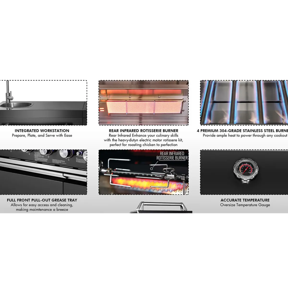 Grill Daddy Brush Co. Black Stainless Steel Outdoor Grill Island