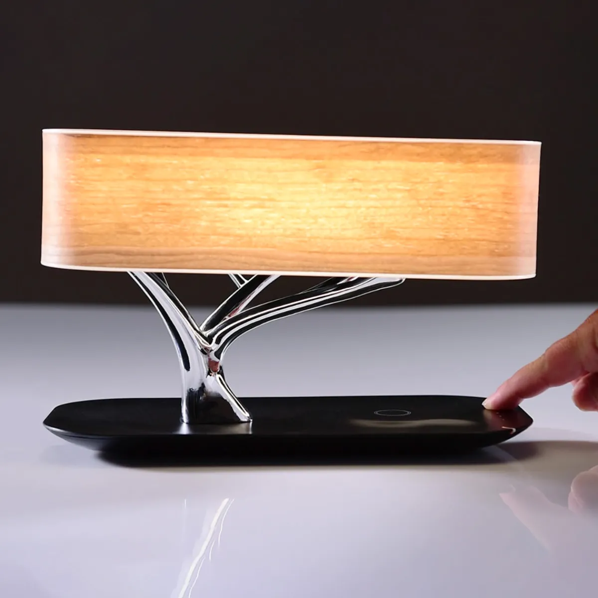 Sharper Image Bonsai Bluetooth Speaker Lamp with Wireless Charging Pad by