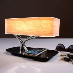 Sharper Image Bonsai Bluetooth Speaker Lamp with Wireless Charging Pad by