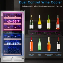 Sharper Image 30-Bottle Dual Zone Freestanding Wine Cooler