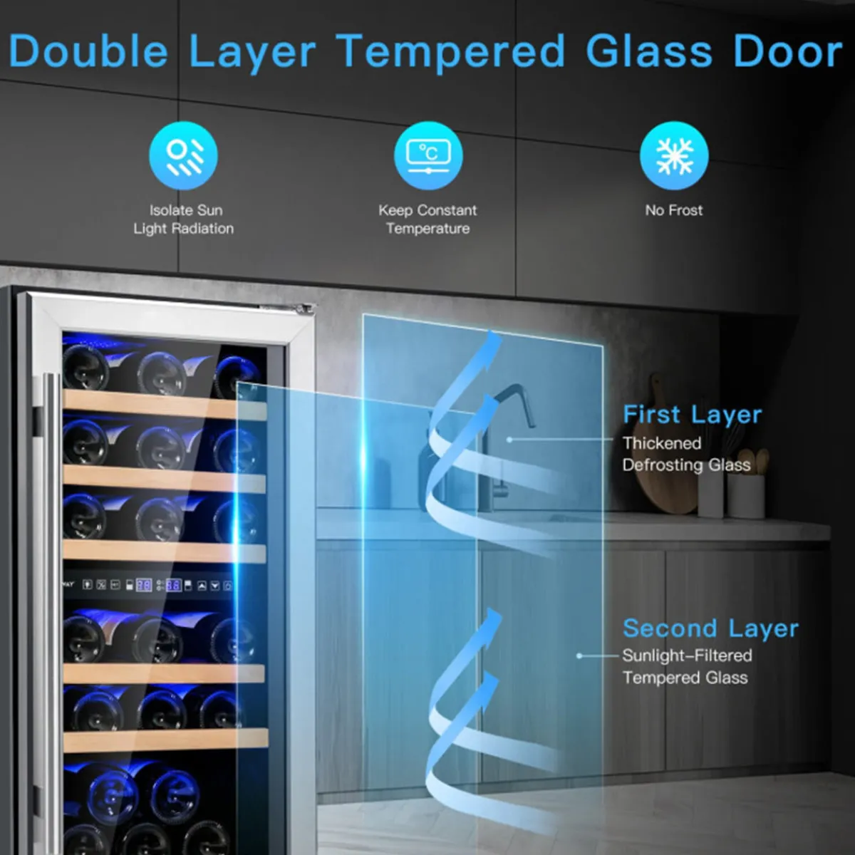 Sharper Image 30-Bottle Dual Zone Freestanding Wine Cooler