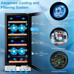 Sharper Image 30-Bottle Dual Zone Freestanding Wine Cooler