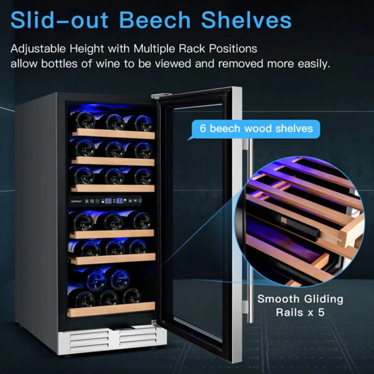 Sharper Image 30-Bottle Dual Zone Freestanding Wine Cooler