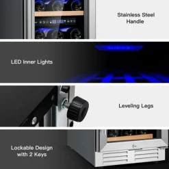 Sharper Image 30-Bottle Dual Zone Freestanding Wine Cooler