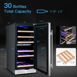 Sharper Image 30-Bottle Dual Zone Freestanding Wine Cooler