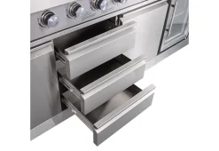 Shinerich International Inc 6-Burner Propane Gas Grill Island with Rotisserie and Outdoor Refrigerator