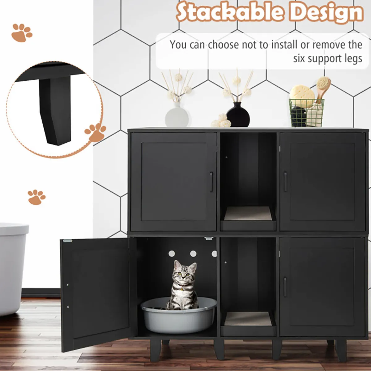 Sonicgrace Inc. Cat Litter Box Enclosure with Scratching Board