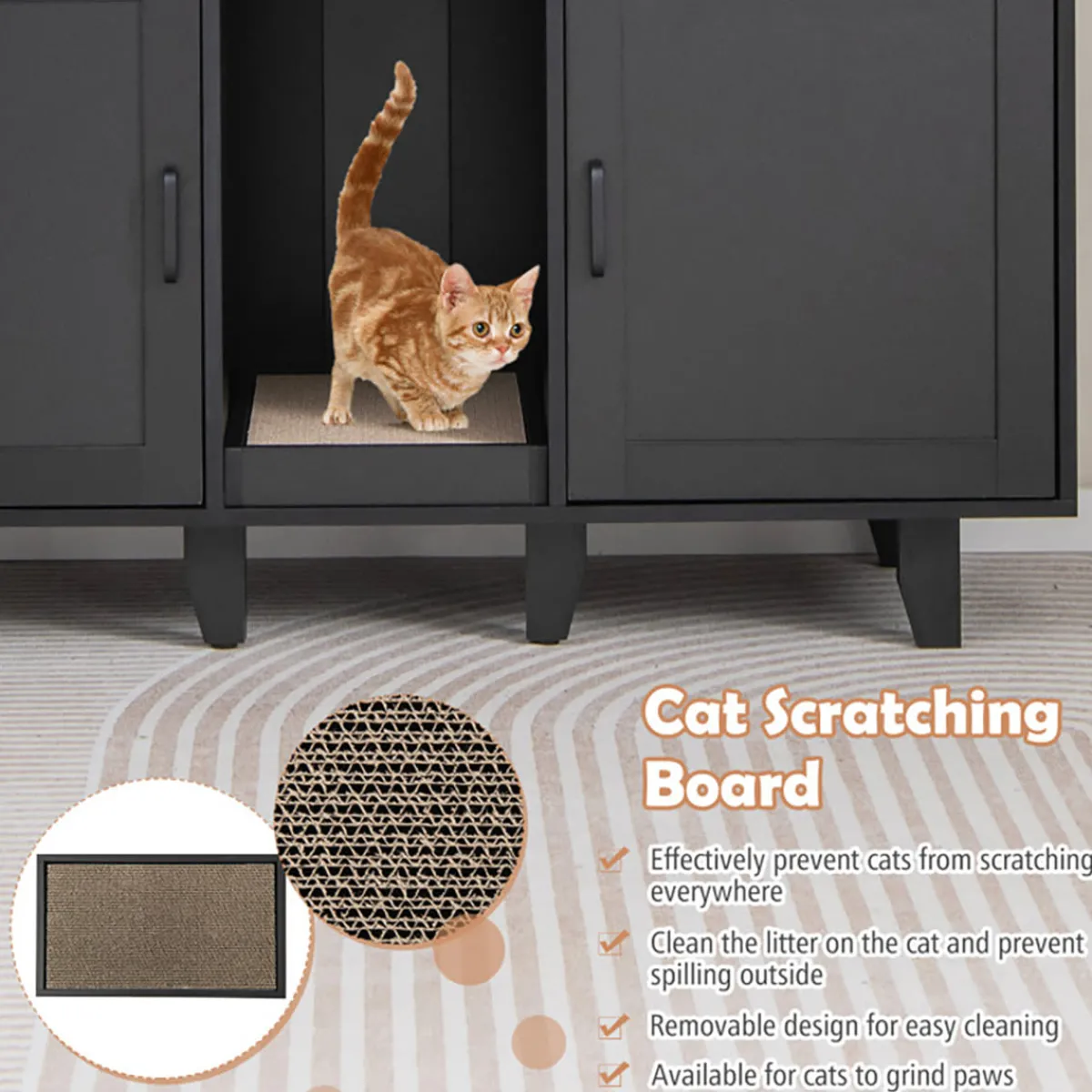 Sonicgrace Inc. Cat Litter Box Enclosure with Scratching Board