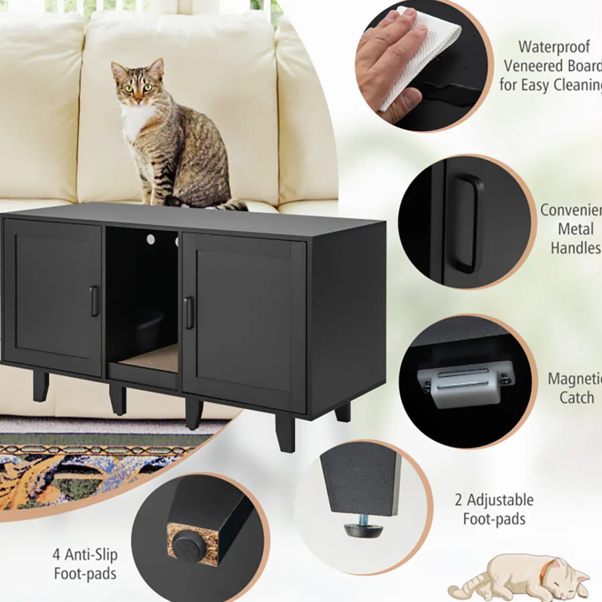 Sonicgrace Inc. Cat Litter Box Enclosure with Scratching Board