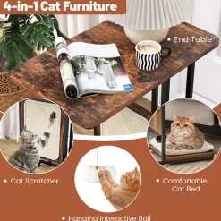 GoPlus (Costway) Cat Tree Side Table with Scratching Board