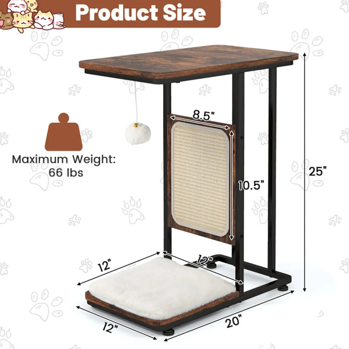 GoPlus (Costway) Cat Tree Side Table with Scratching Board