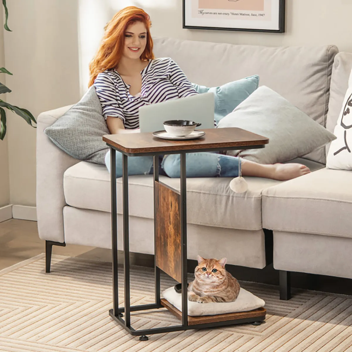 GoPlus (Costway) Cat Tree Side Table with Scratching Board