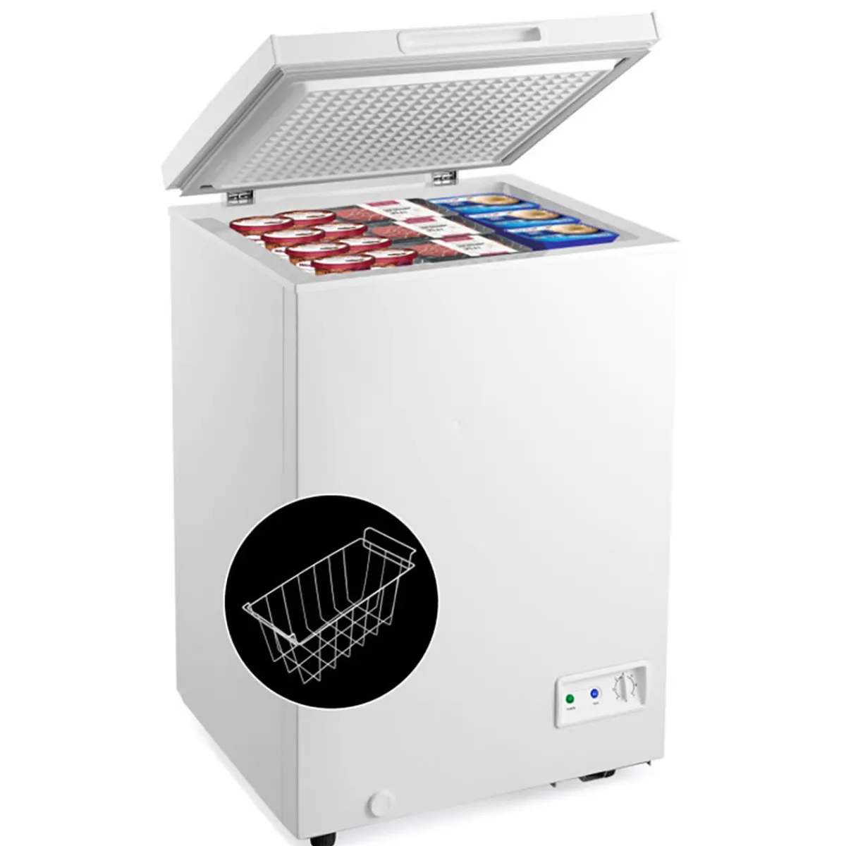 Sharper Image Compact Chest Freezer with Removable Storage Basket