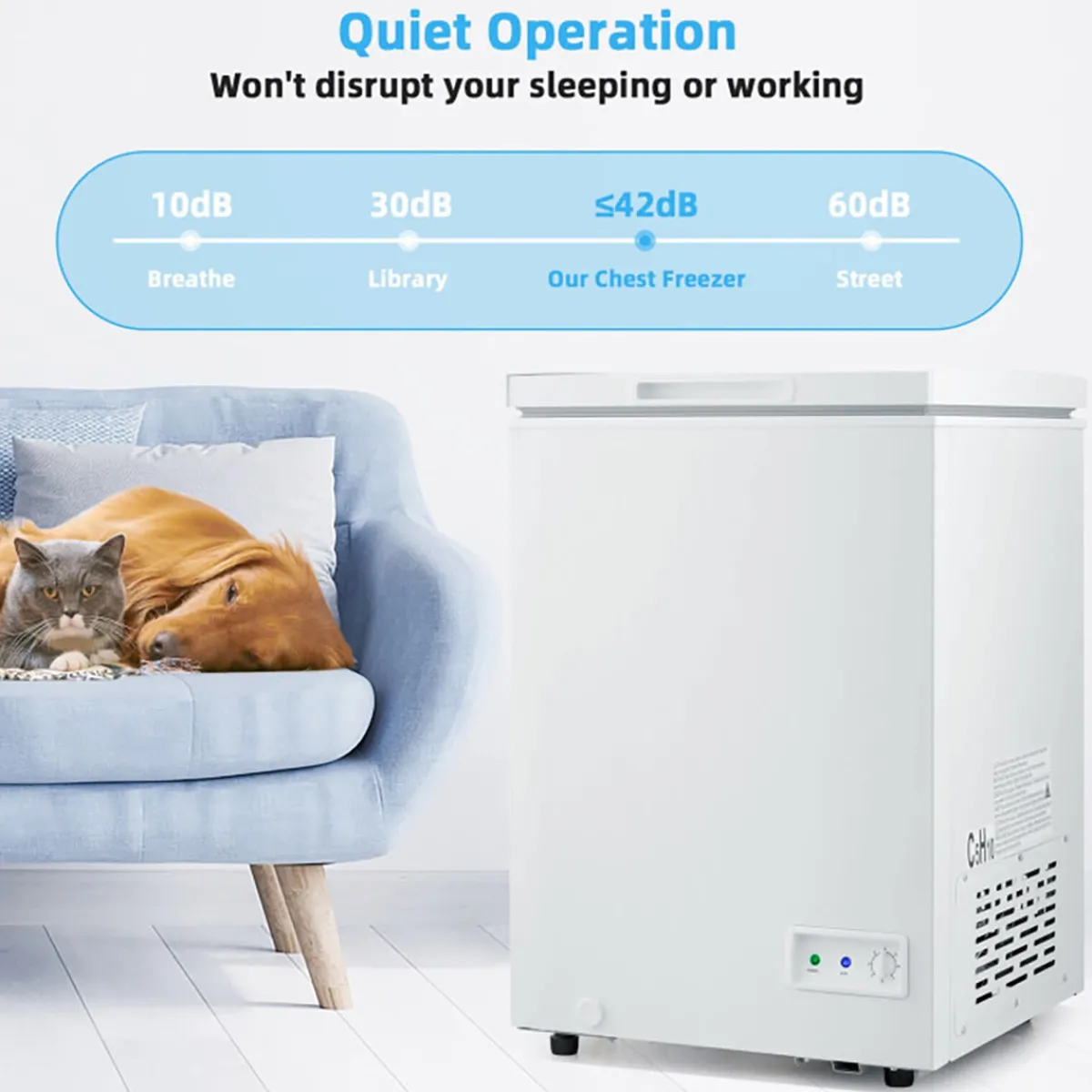Sharper Image Compact Chest Freezer with Removable Storage Basket