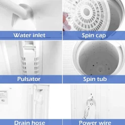 GoPlus (Costway) Compact Twin Tub Washing Machine Spin Dryer