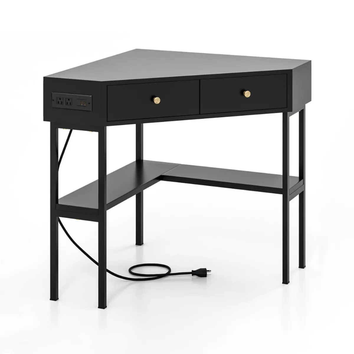 GoPlus (Costway) Corner Desk with Built-In Charging Station