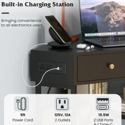 GoPlus (Costway) Corner Desk with Built-In Charging Station