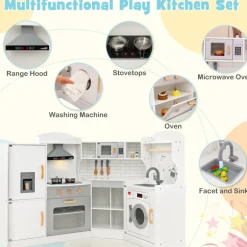 GoPlus (Costway) Corner Wooden Pretend Play Kitchen