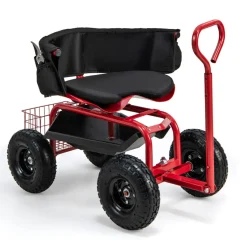 GoPlus (Costway) Cushioned Rolling Garden Cart with Swivel Seat