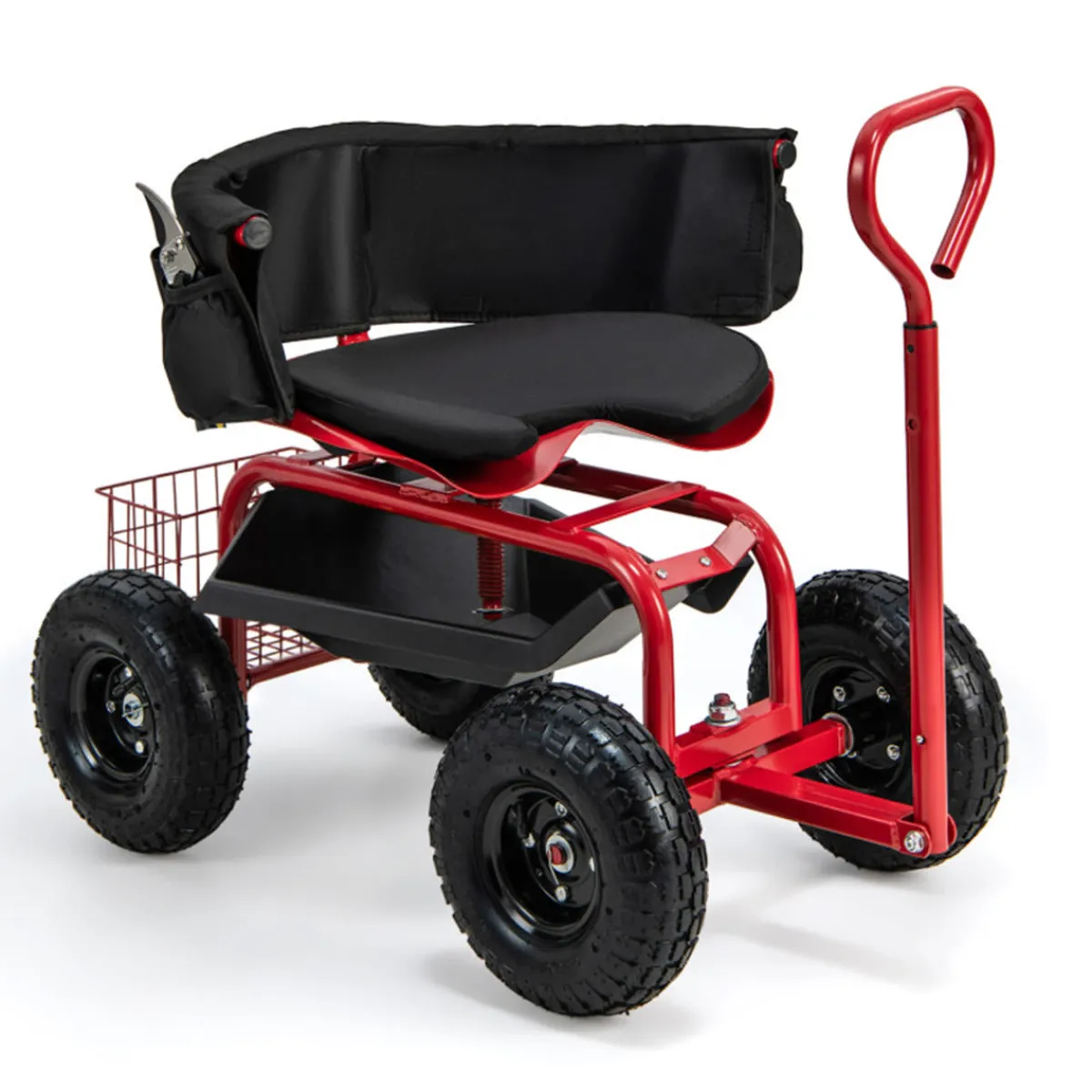 GoPlus (Costway) Cushioned Rolling Garden Cart with Swivel Seat