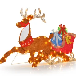 LinCon Marketing/LCM 2D Pre-Lit Christmas Reindeer and Sleigh Decoration